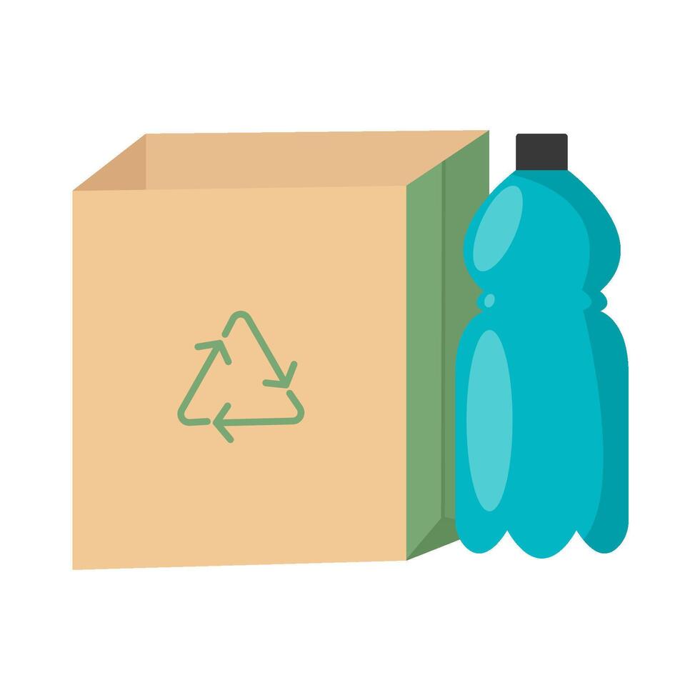 paper packaging with bottle plastic illustration vector