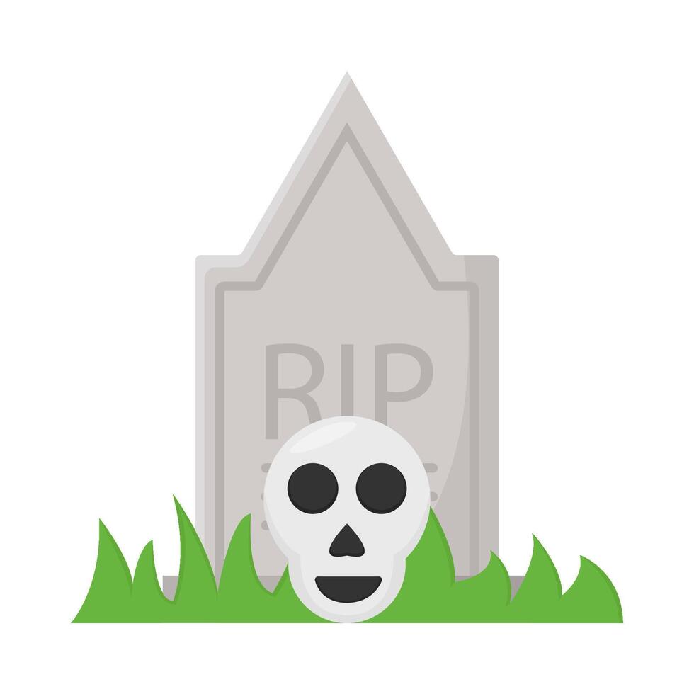 skull in graveyard illustration vector