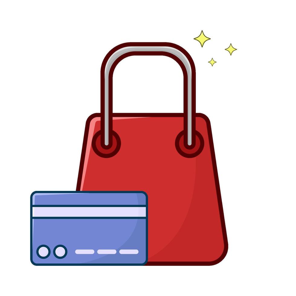 compras bolso con débito tarjeta ilustración vector