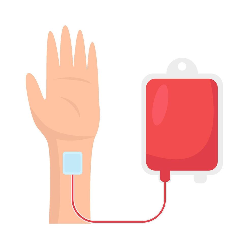 infusión sangre en mano ilustración vector