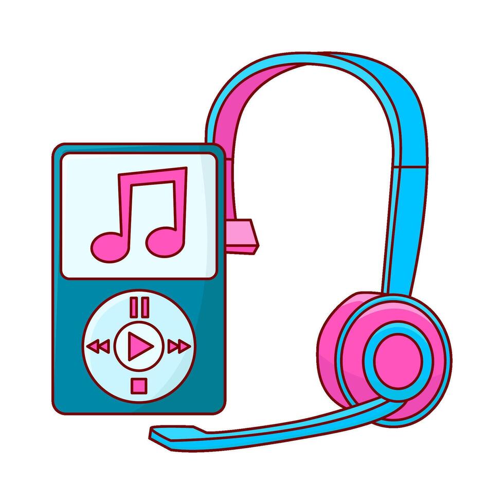 headphone with mp3 music illustration vector