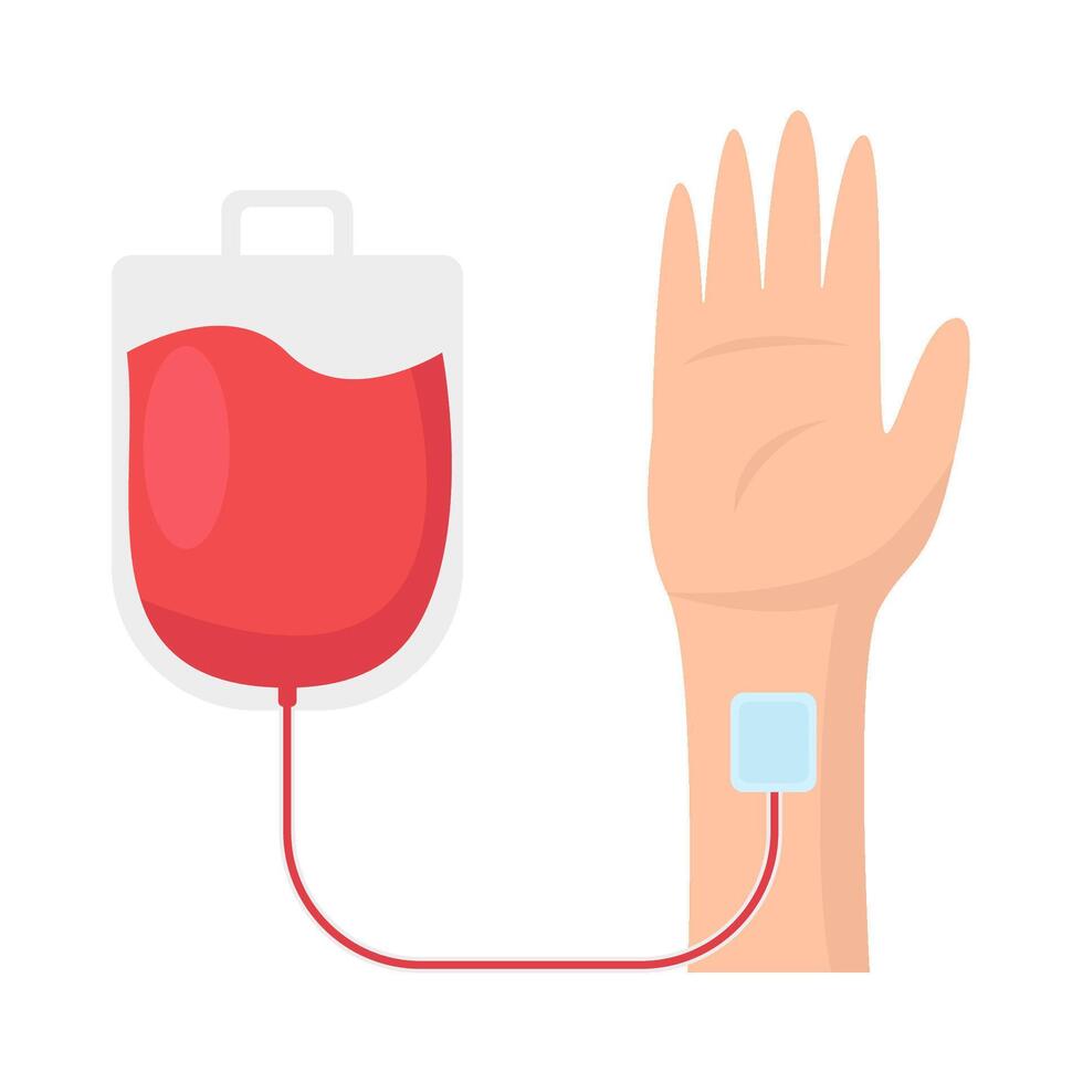 infusión sangre en mano ilustración vector