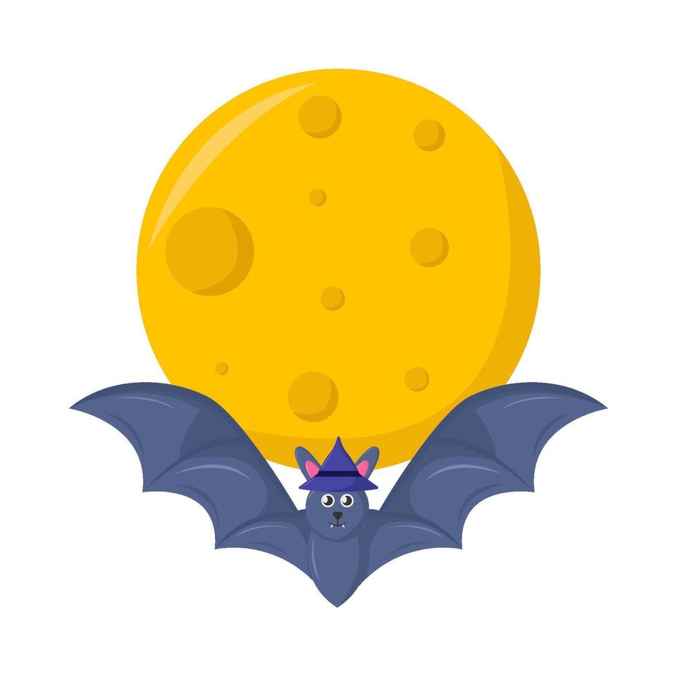bat with full moon illustration vector