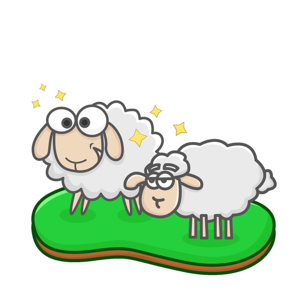 sheep in farm illustration vector