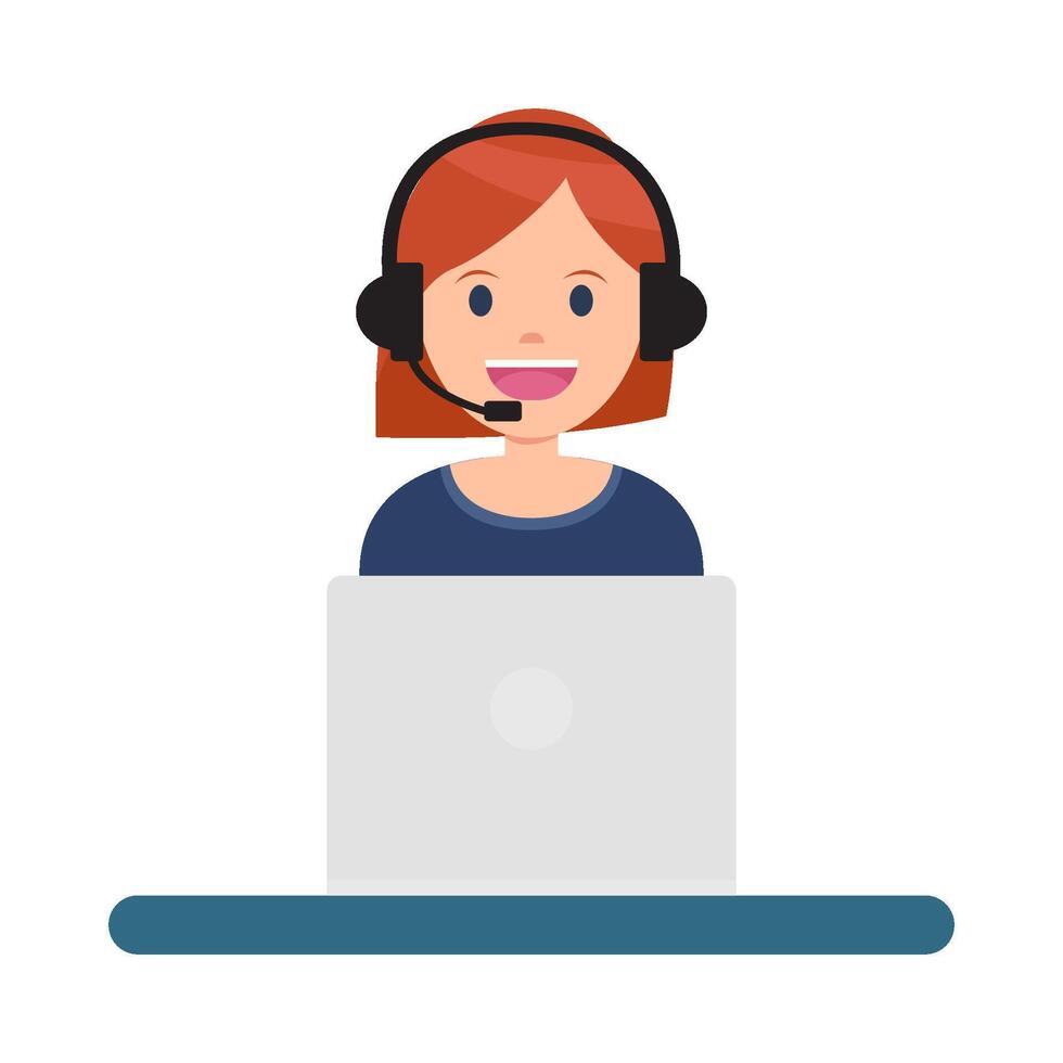 call center work in laptop illustration vector