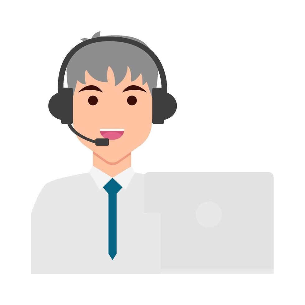 call center work in laptop illustration vector