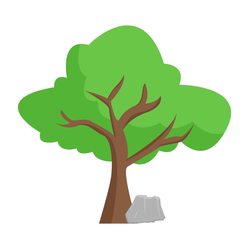 tree with stone illustration vector