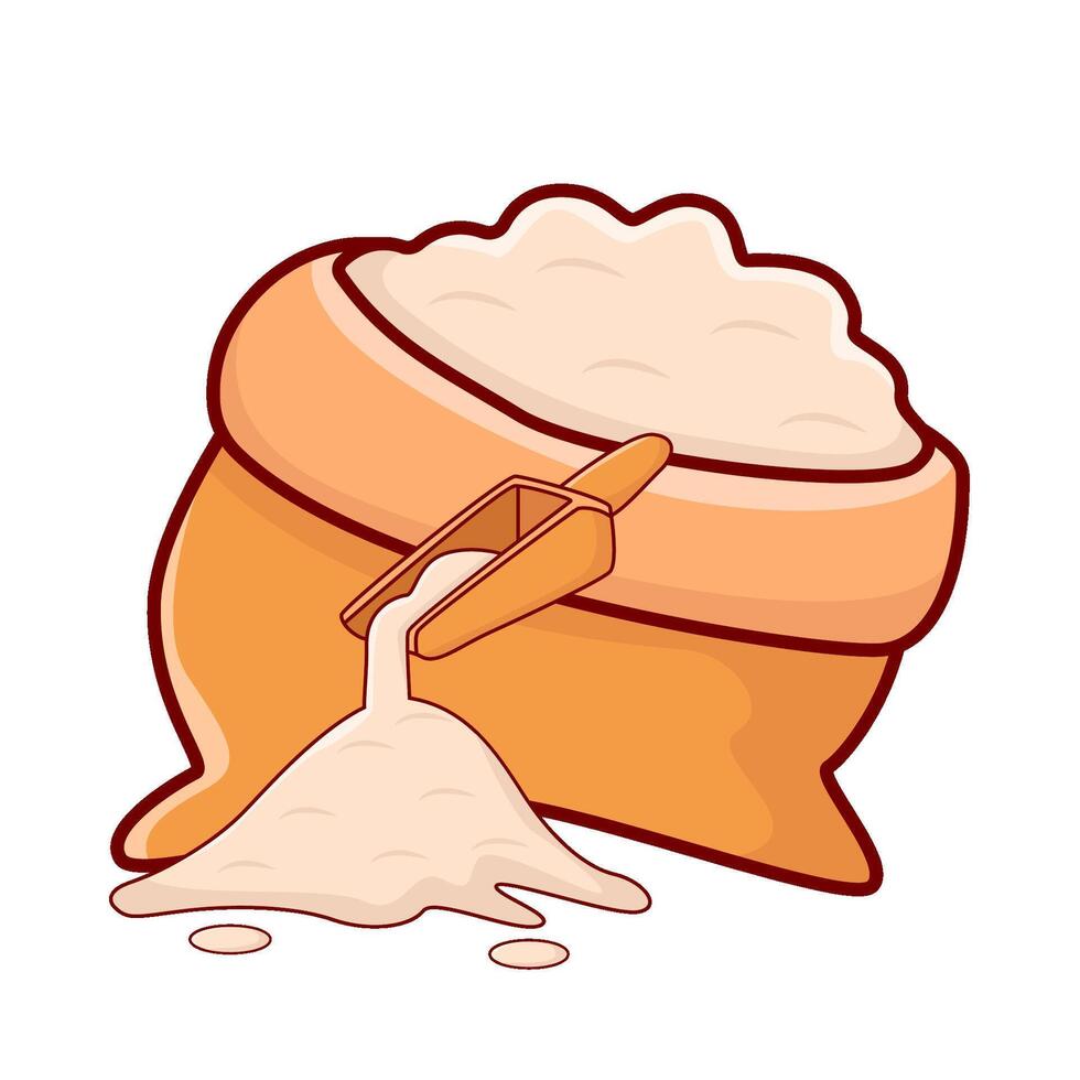 flour with flour bag illustration vector