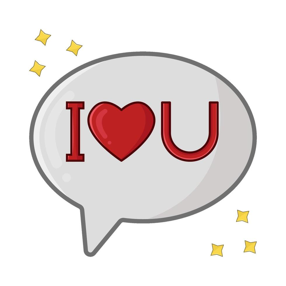 i love u in speech bubble illustration vector