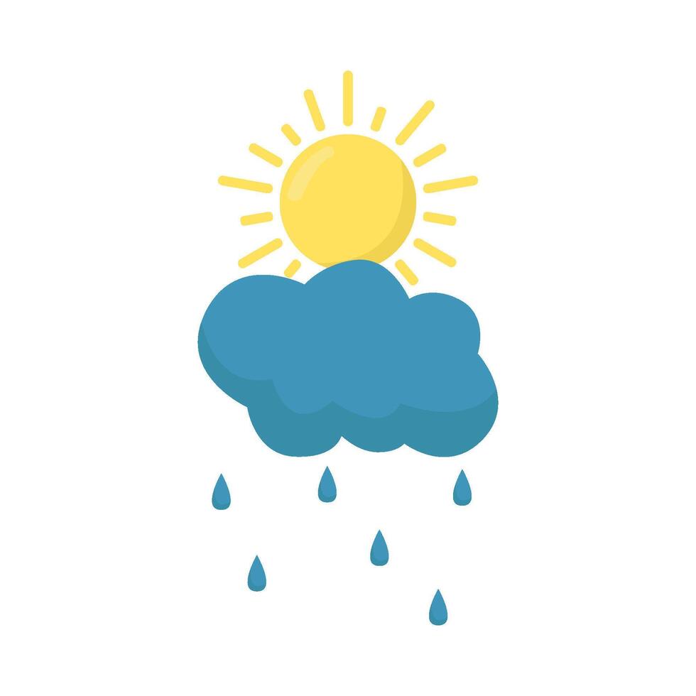 sun summer with cloud rain illustration vector