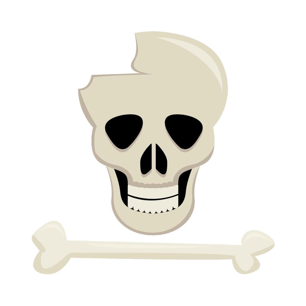 skull with bone illustration vector