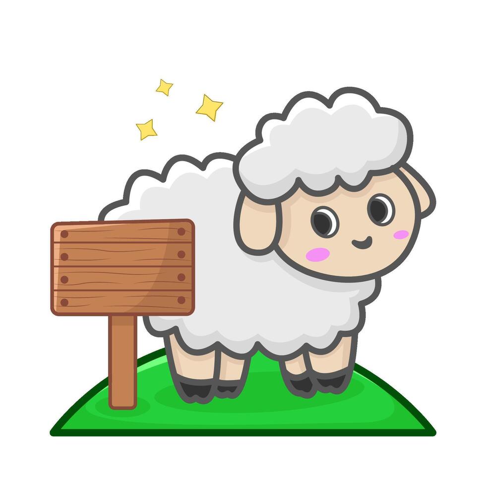 sheep with board illustration vector