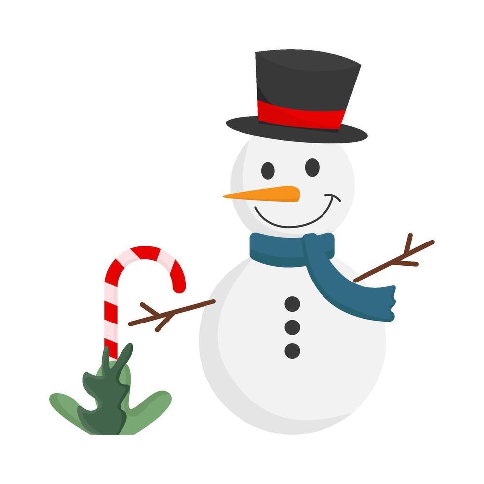 snowman with stick candy illustration vector