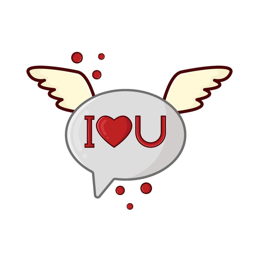 love in speech bubble wing illustration vector