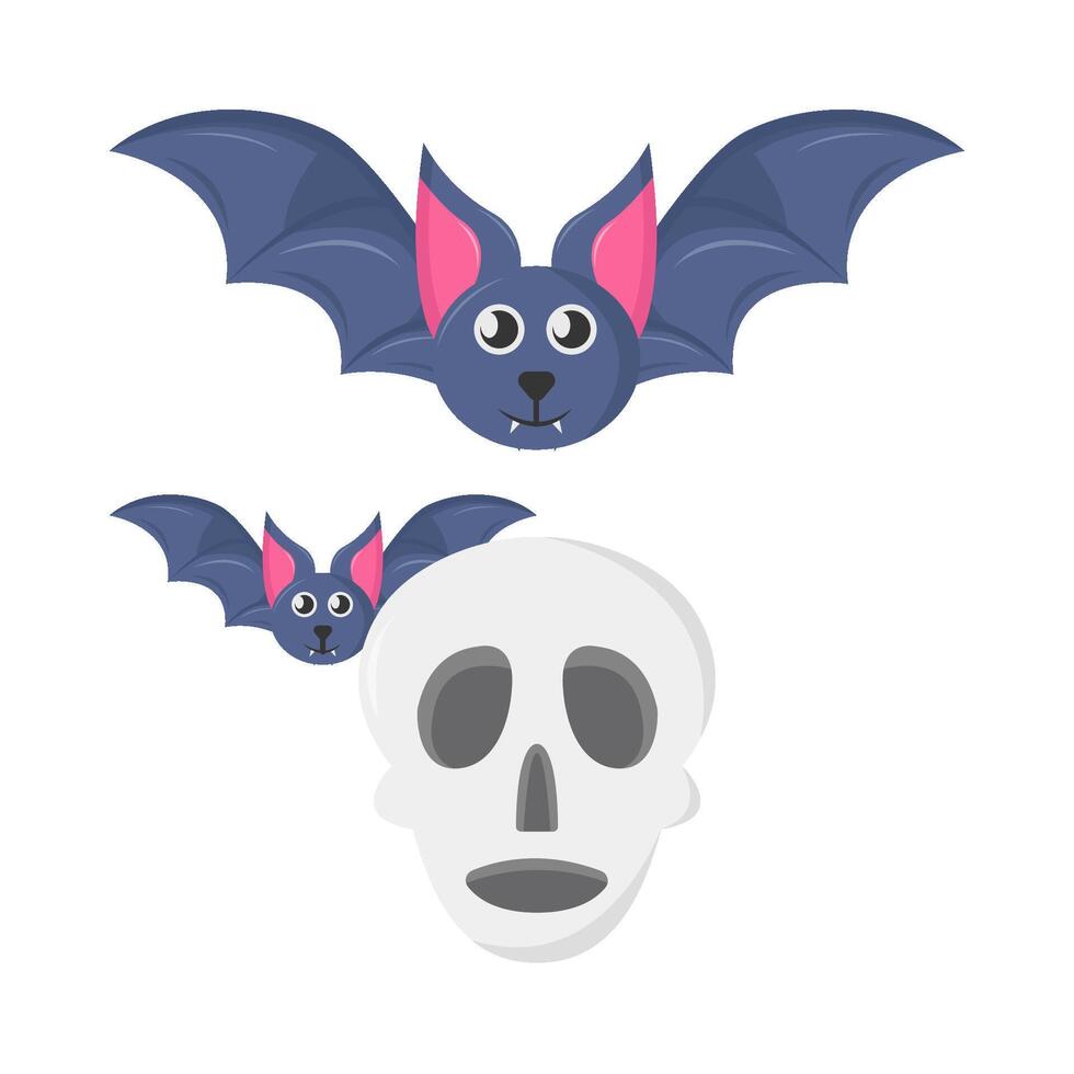 bat with skull illustration vector