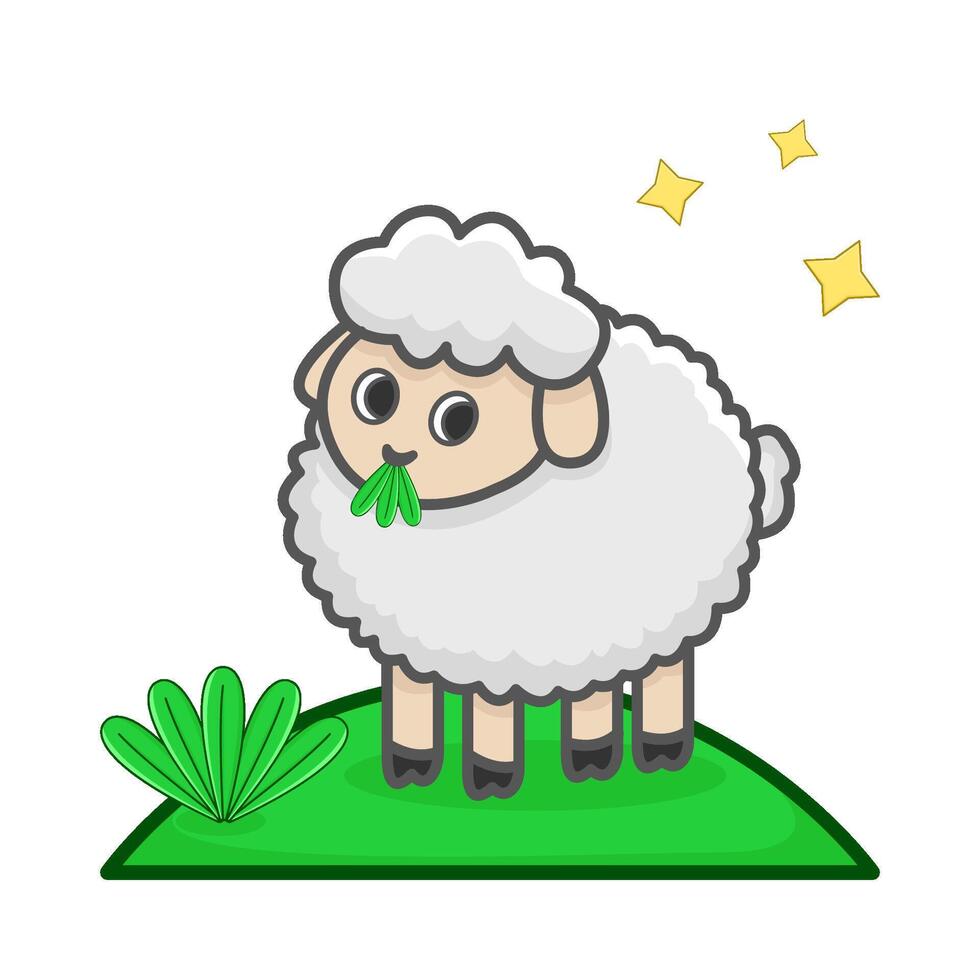 sheep in farm illustration vector