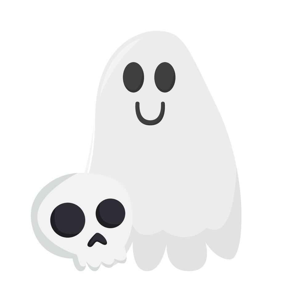 ghost with skull illustration vector