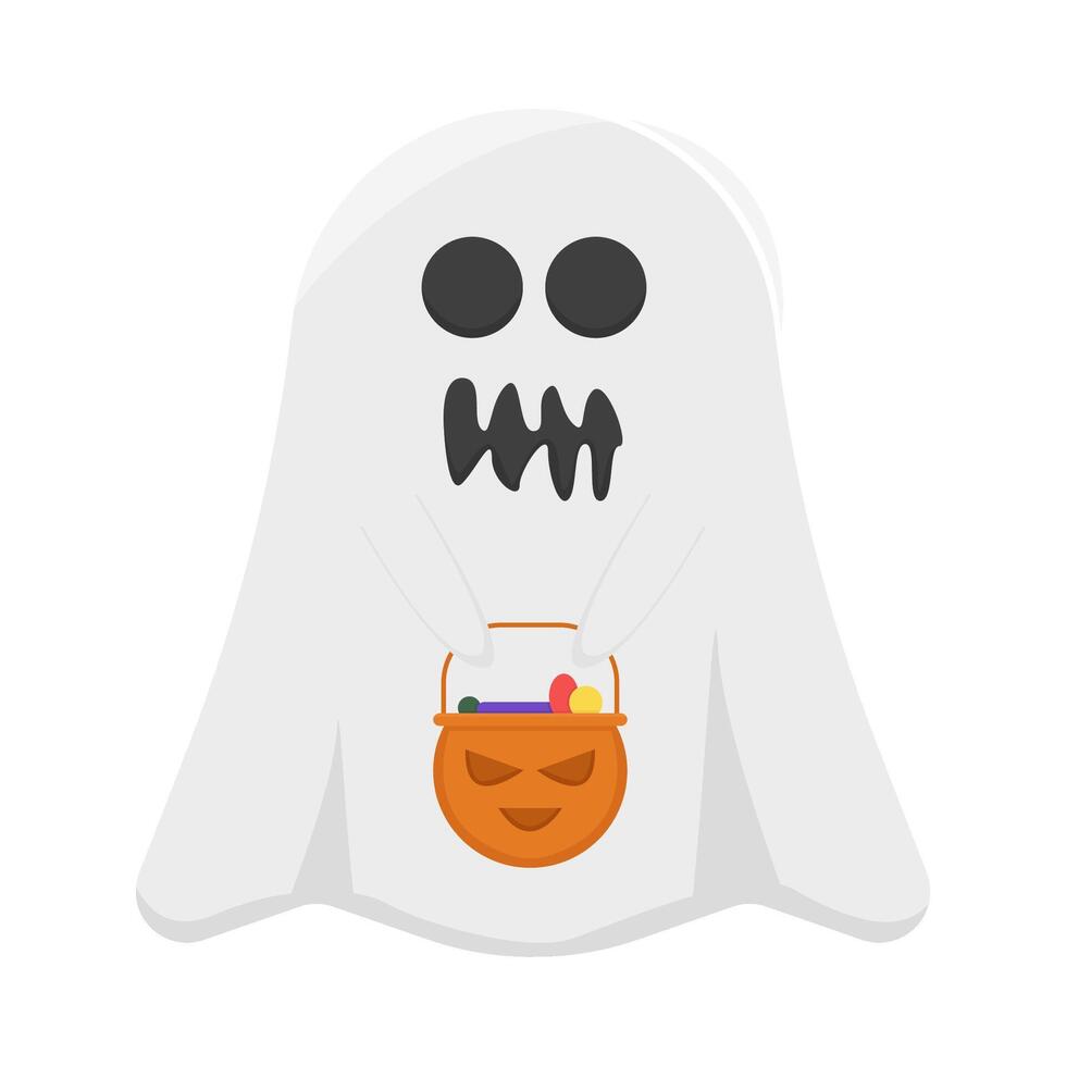 fantasma con Cubeta caramelo calabaza ilustración vector