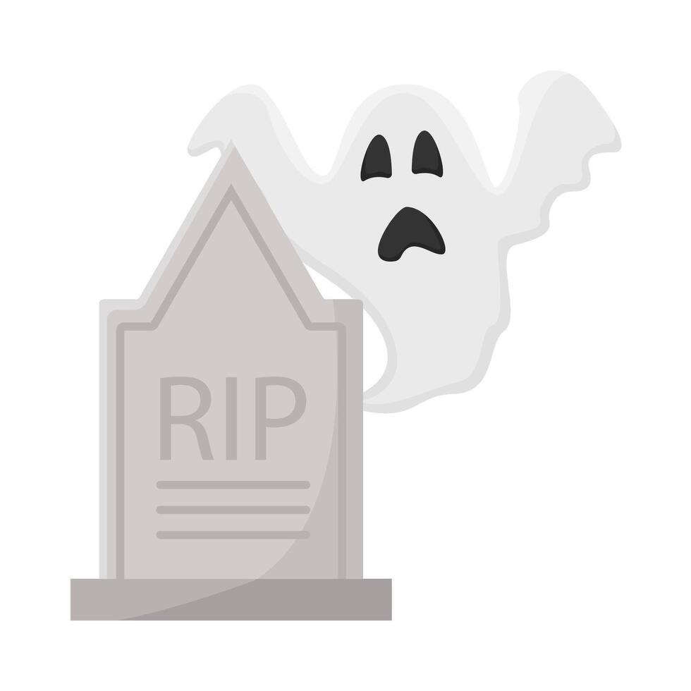 graveyard with ghost illustration vector