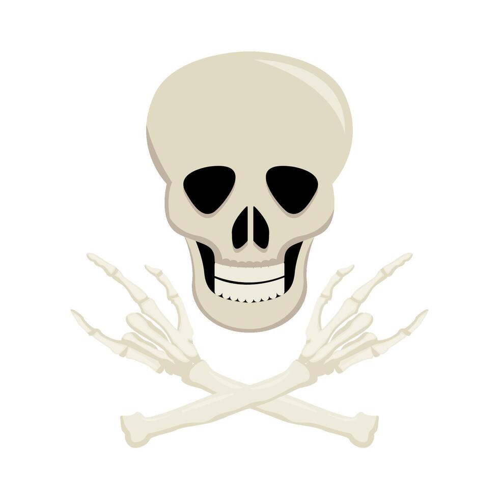 skull with bone illustration vector