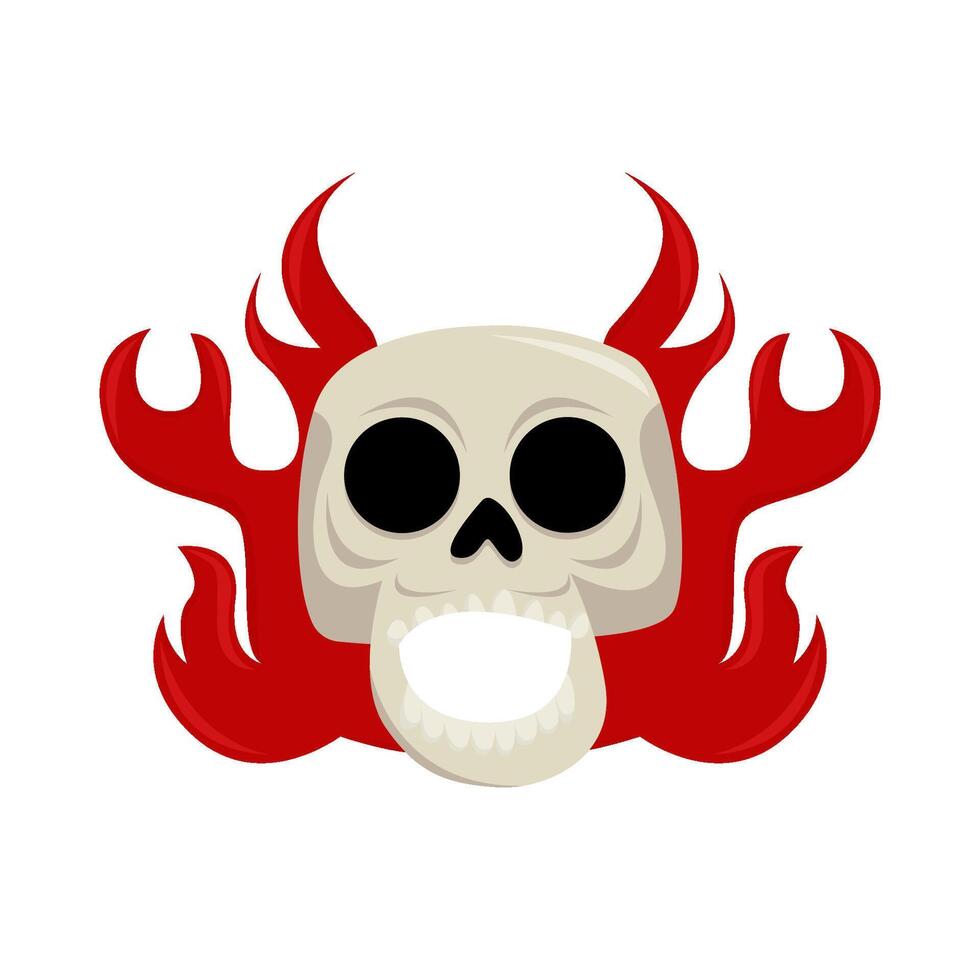 skull with fire illustration vector