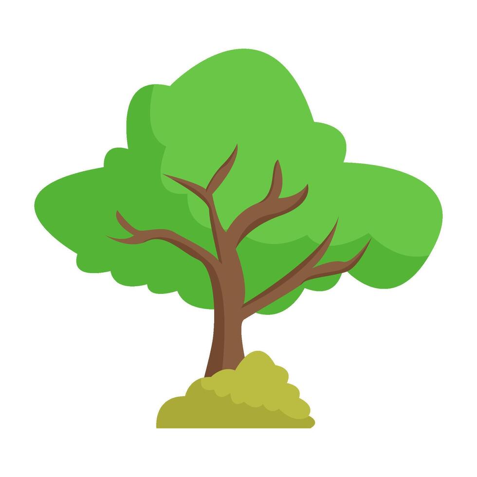 tree with grass green illustration vector