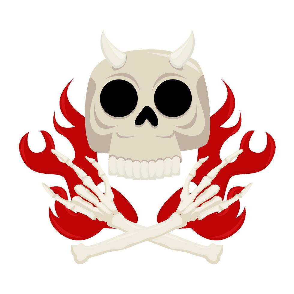 skull bone with fire illustration vector