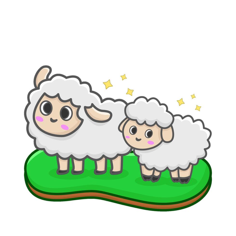 sheep in farm illustration vector