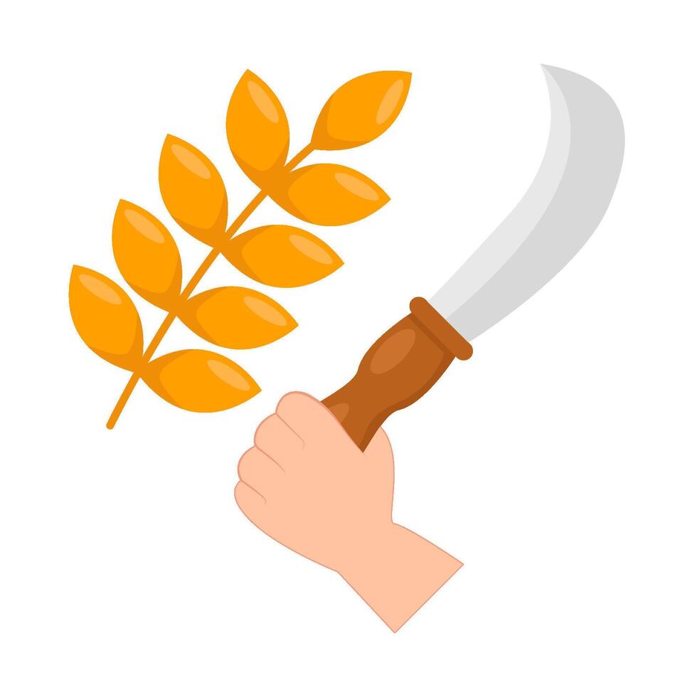 sickle in hand with wheat illustration vector