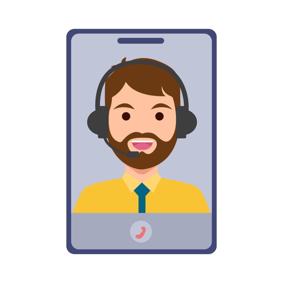 call center in mobile phone illustration vector