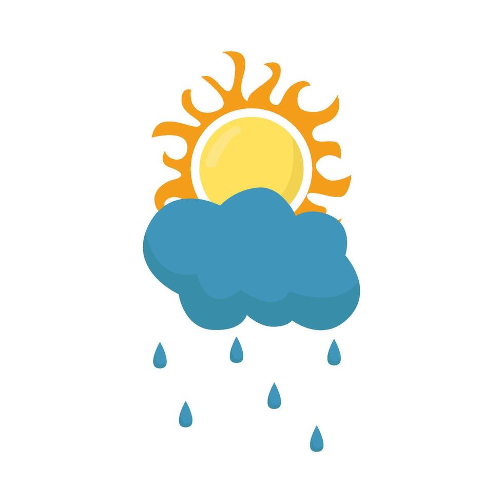 sun summer with cloud rain illustration vector