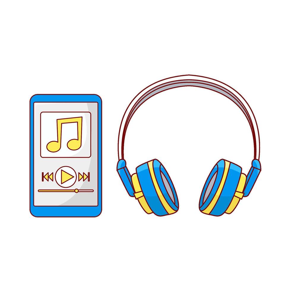 headphone with mp3 music illustration vector