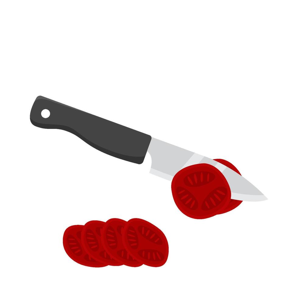 knife piece tomato illustration vector
