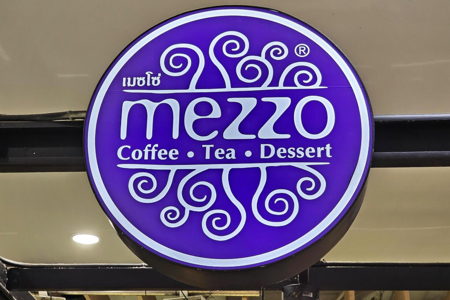 BANGKOK, THAILAND SEPTEMBER 14, 2023 Mezzo Sign. It is famous Thai Brand coffee shop that have more than 80 branches throughout Thailand. photo