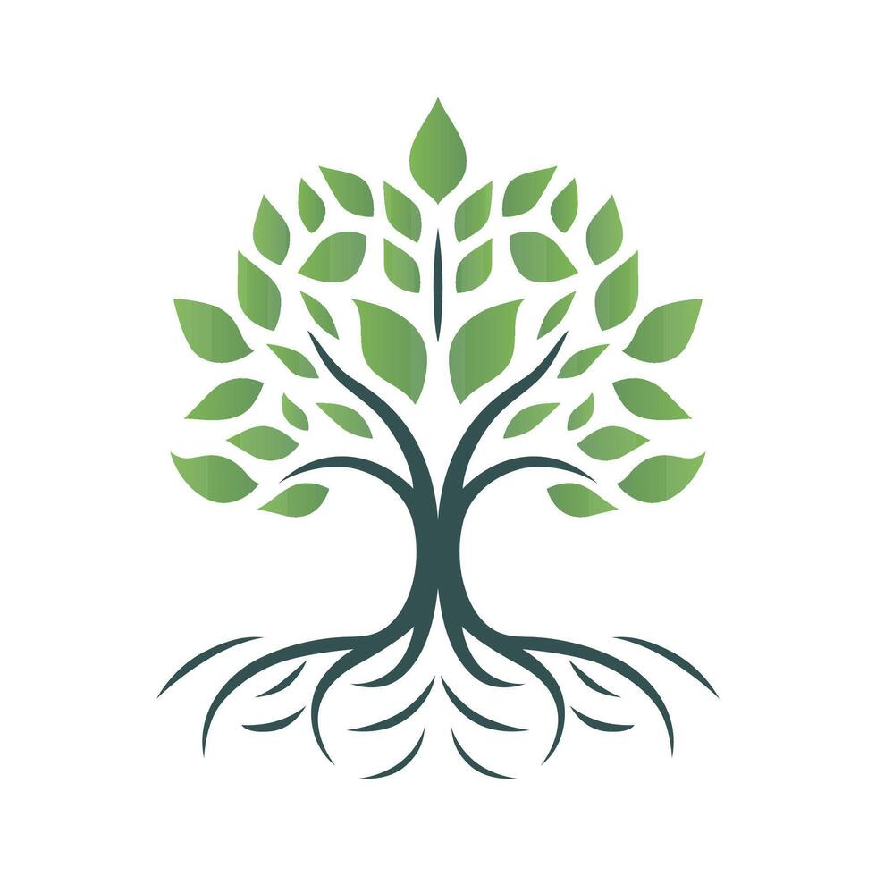 verde árbol con hojas, ecología concepto. vector ilustración aislado en blanco antecedentes.