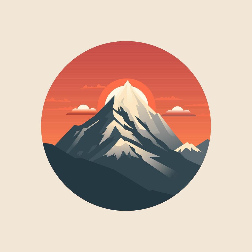 Mountain icon in flat style. Vector illustration on a light background.