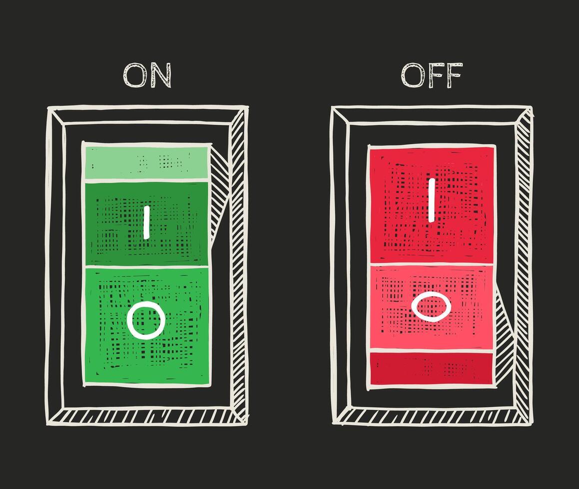 Vector illustration of an electric switch. Hand drawn doodle style.