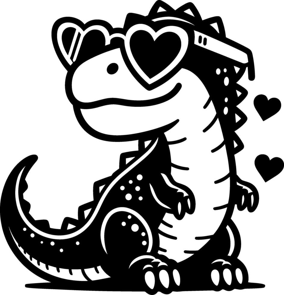 dinosaurio vistiendo corazón conformado lentes vector