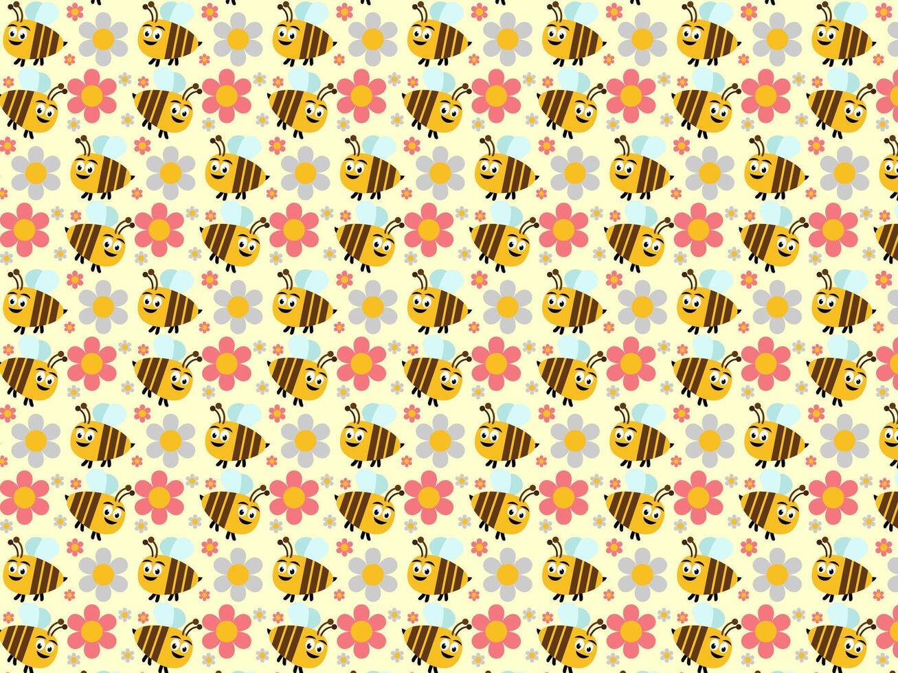 honeybee and flower pattern packaging and gifts vector