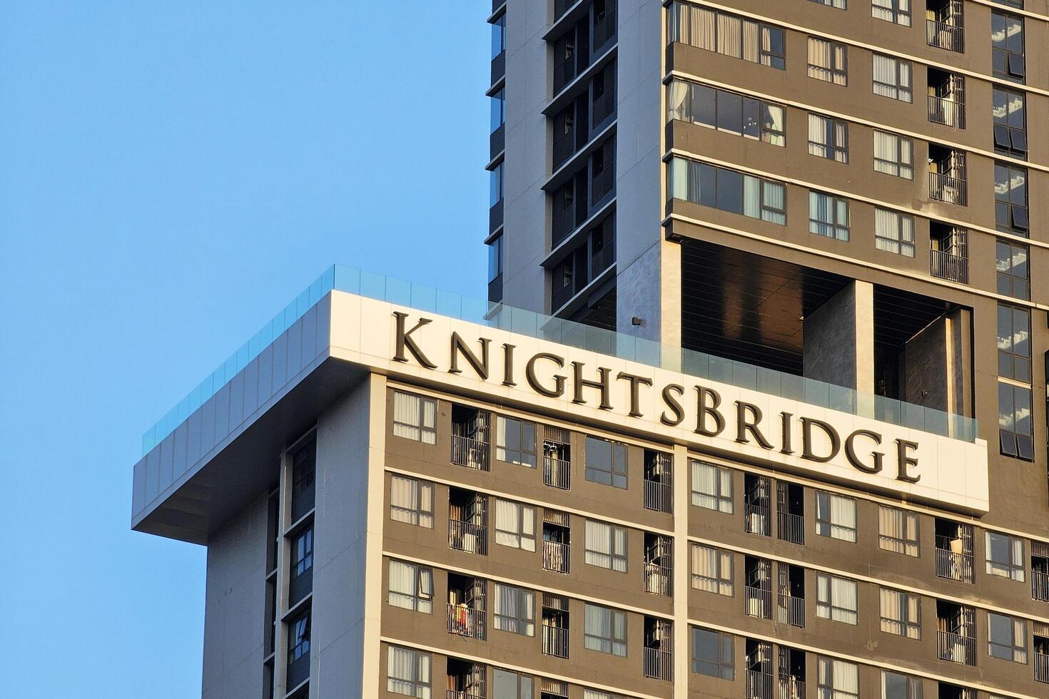 BANGKOK, THAILAND  DECEMBER 15, 2023 KnightsBridge sign. KnightsBridge On Nut is a famous condo in Bangkok, Thailand, Opened in 2020. photo