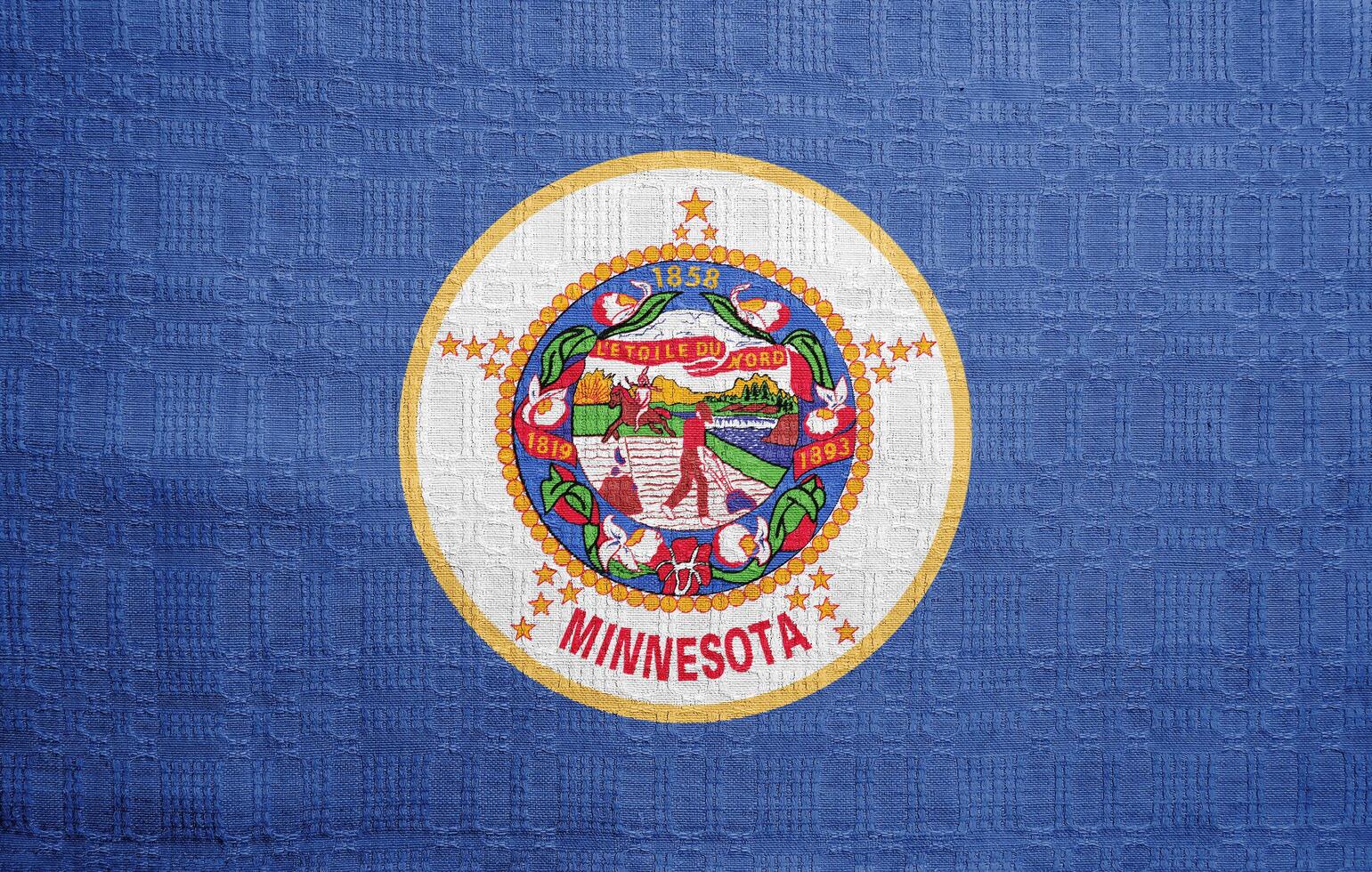 Flag of Minnesota state USA on a textured background. Concept collage. photo