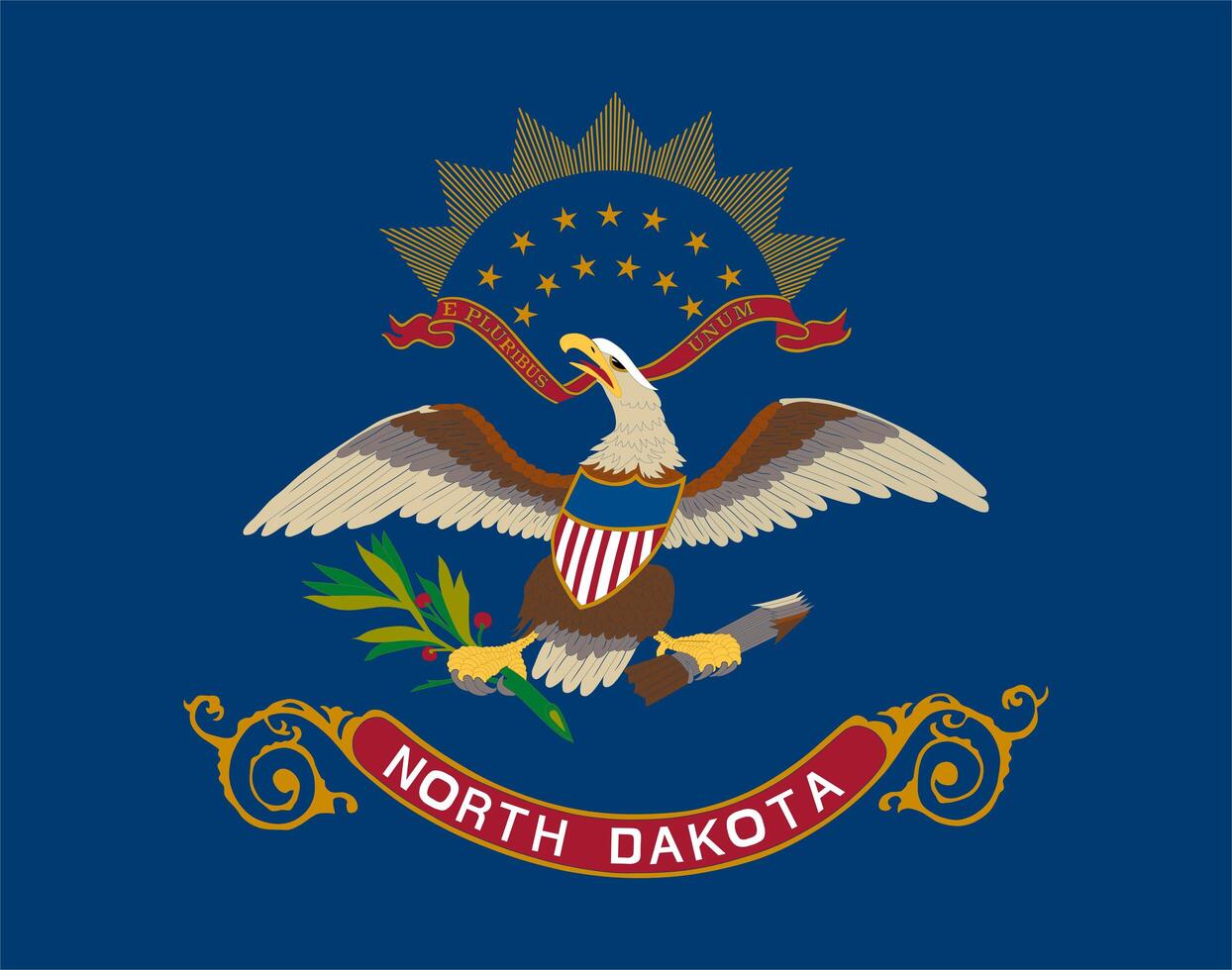 The official current flag of North Dakota USA state. State flag of North Dakota. Illustration. photo