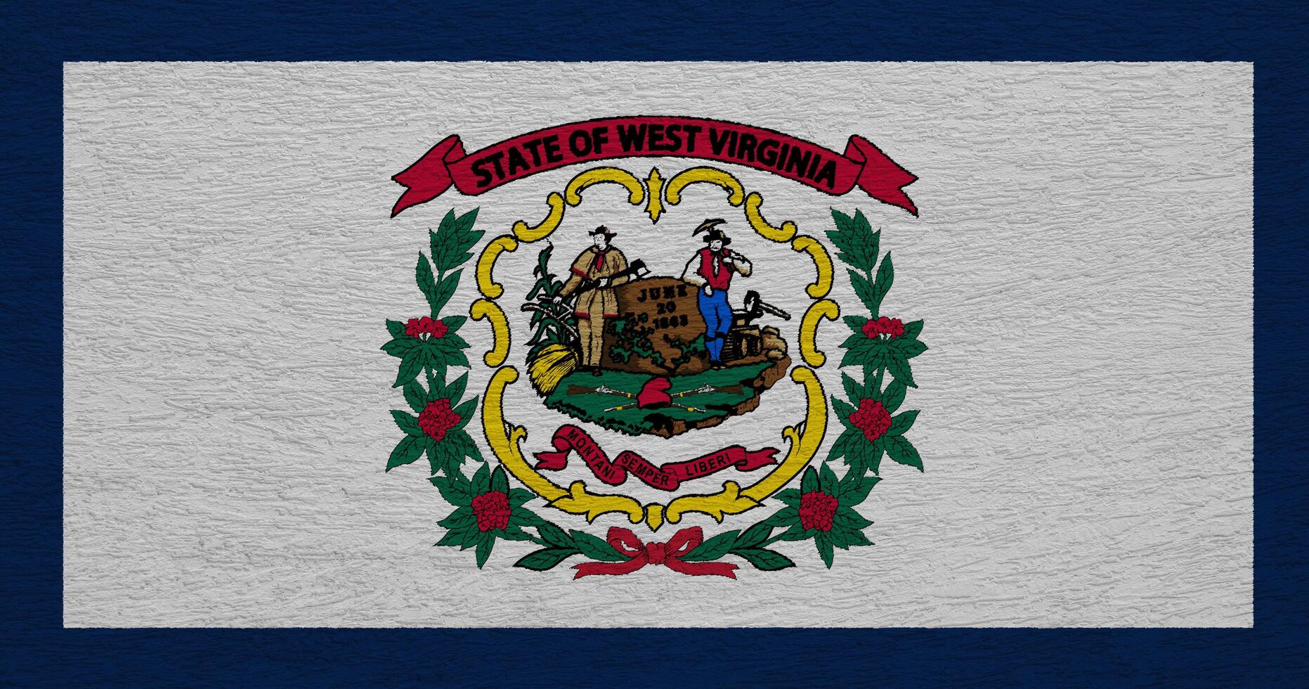Flag of West Virginia USA state on a textured background. Concept collage. photo