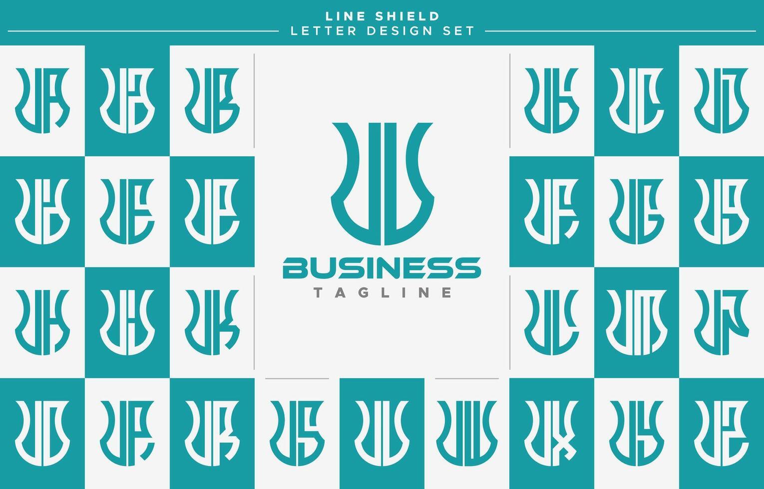 Set of geometric line security shield letter U UU logo design vector