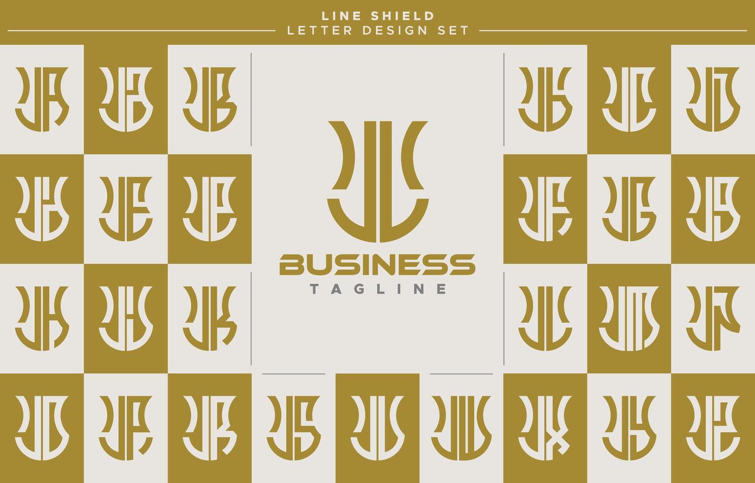 Modern line security shield letter J JL logo design set vector