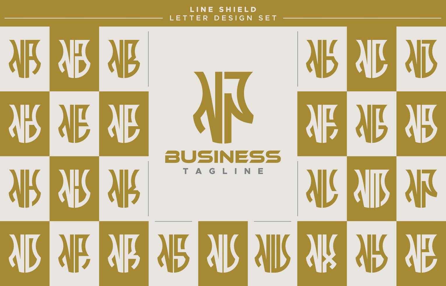 Modern line security shield letter N NN logo design set vector