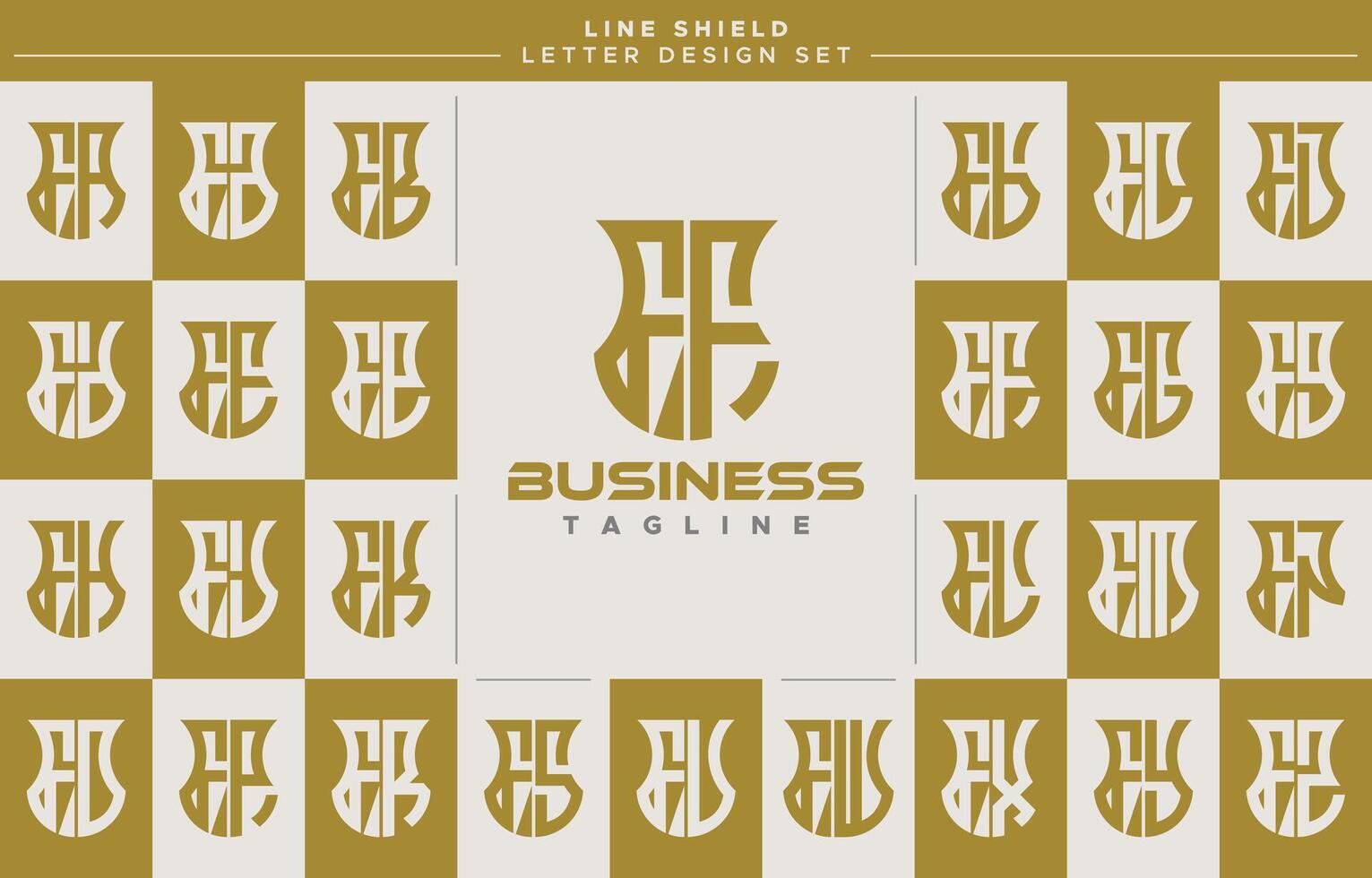 Modern line security shield letter F FF logo design set vector