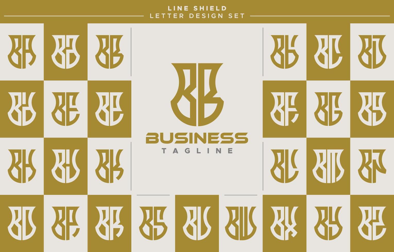 Modern line security shield letter B BB logo design set vector