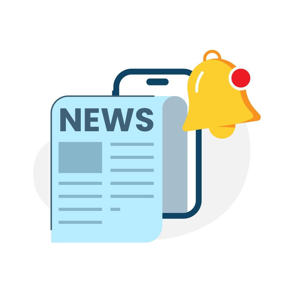 get notifications, subscribe digital daily news on smartphone concept illustration flat design vector. modern graphic element for landing page ui, infographic, icon vector