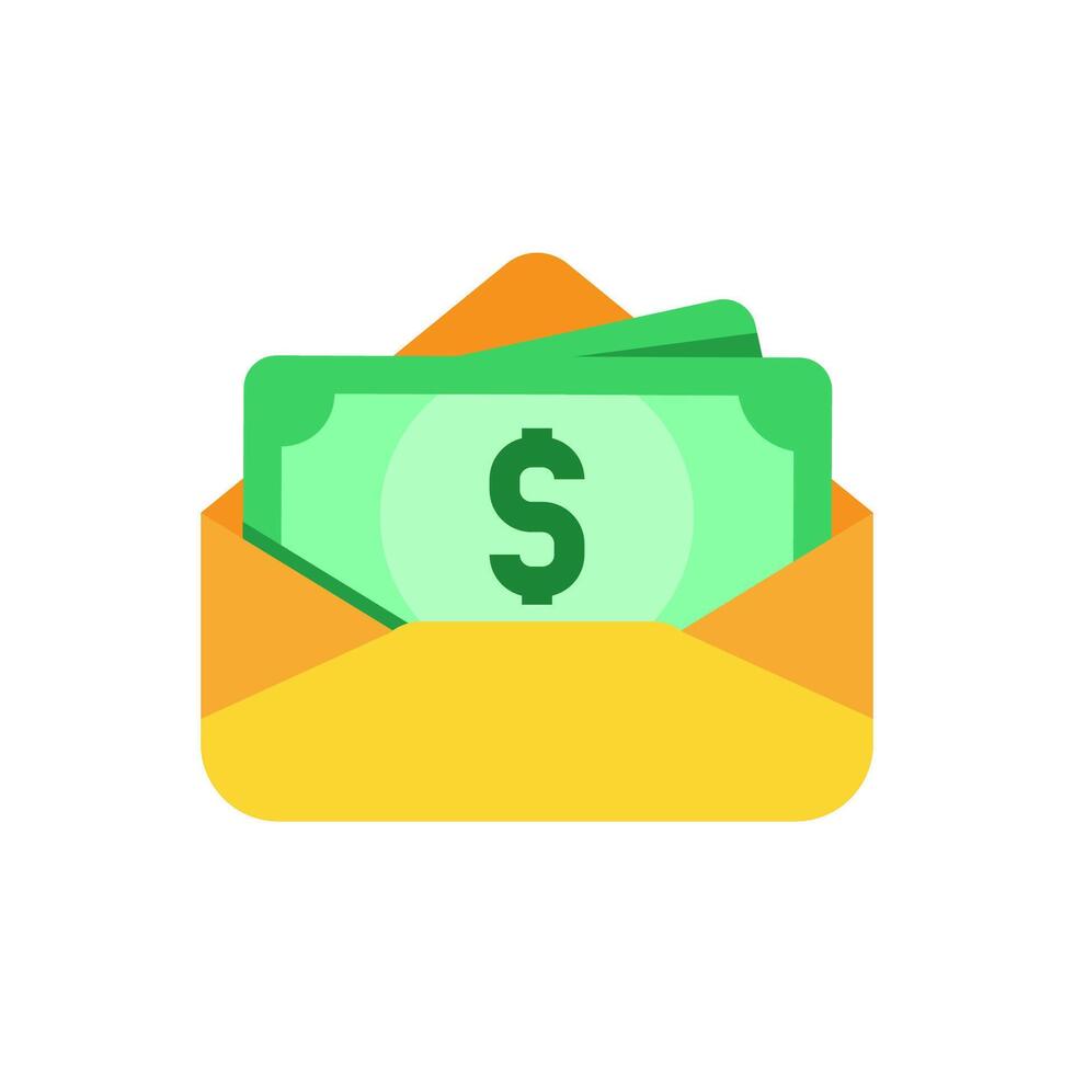 money in envelope concept illustration flat icon design, isolated vector